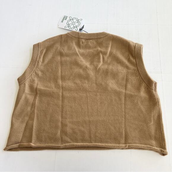 New JUPE VENDUE V-Neck Sweater Bee Vest Women’s SIZE L Khaki Rolled Hem Sequin - Picture 3 of 8